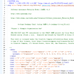 Partial view of the XML source code in an example SAMM roadmap chart SVG file